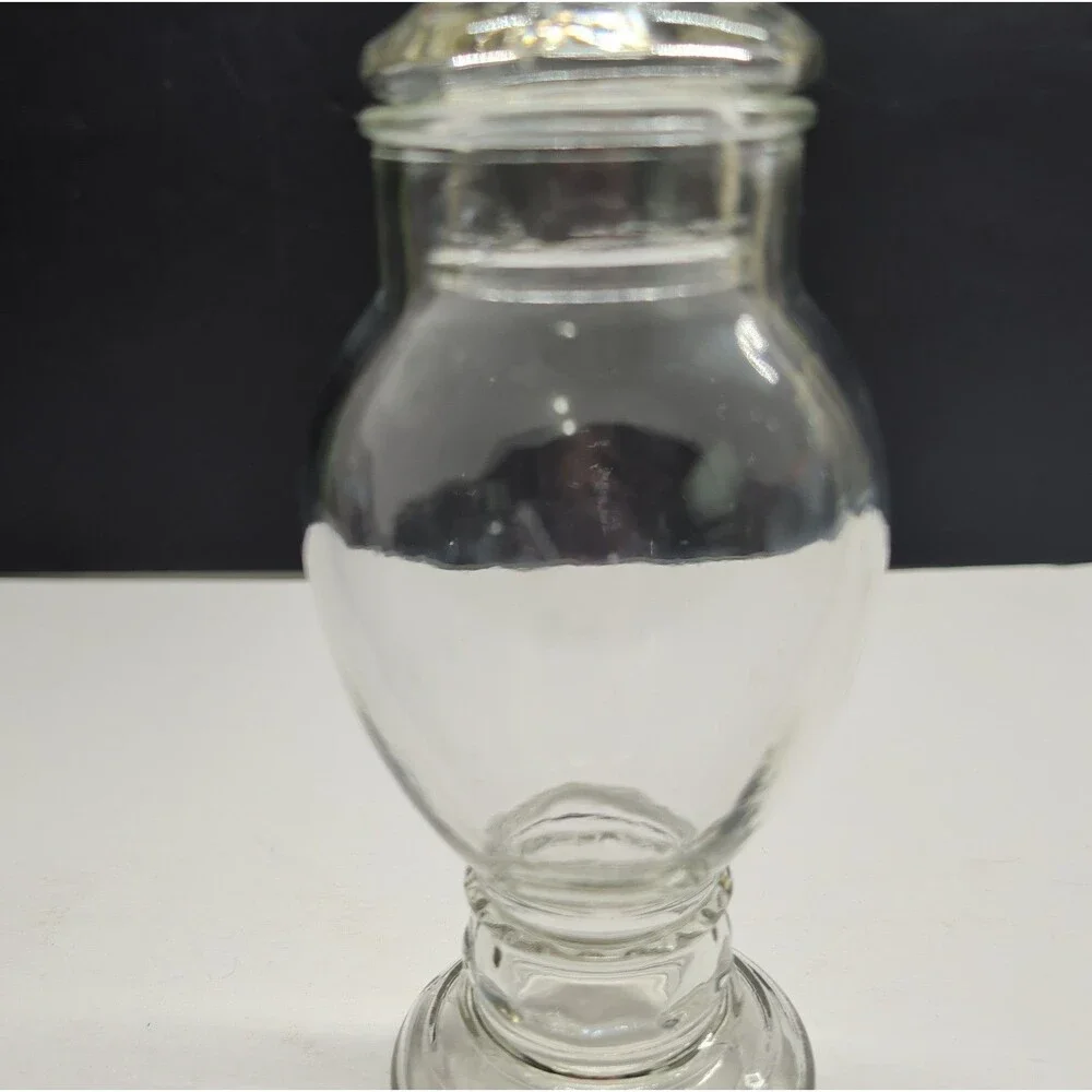 ​Vintage Clear Glass Pedestal Apothecary Jar Lidded Candy Dish Urn